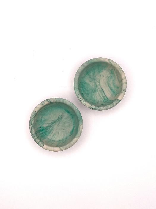 White & Green Swirl Tea Light Candle Holders