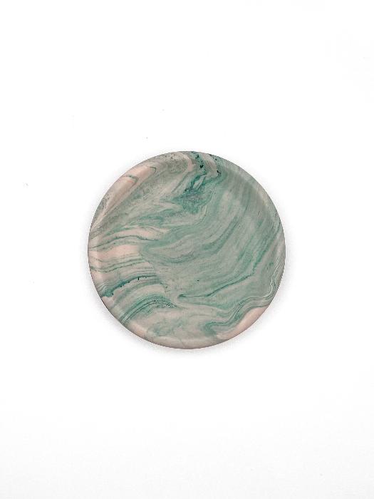 White & Green Swirl Tray