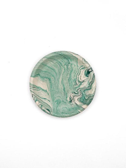 White & Green Swirl Tray