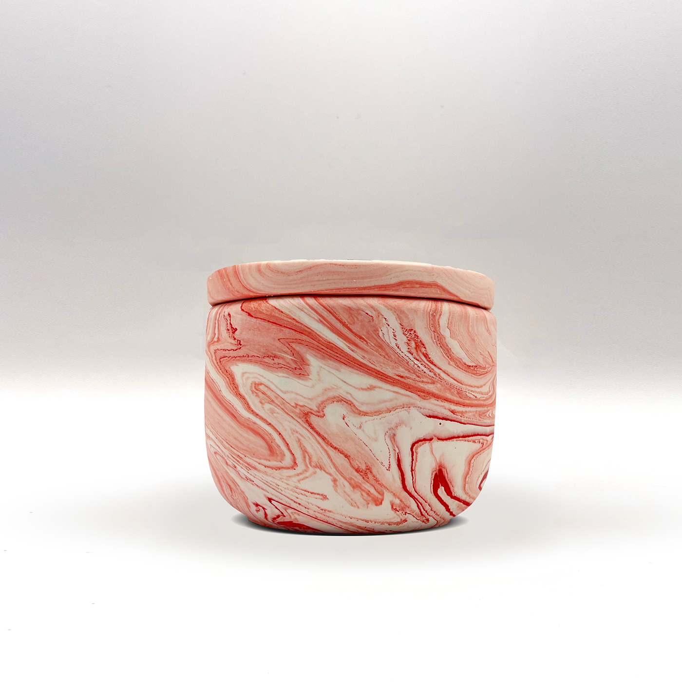 White & Red Swirl Jar