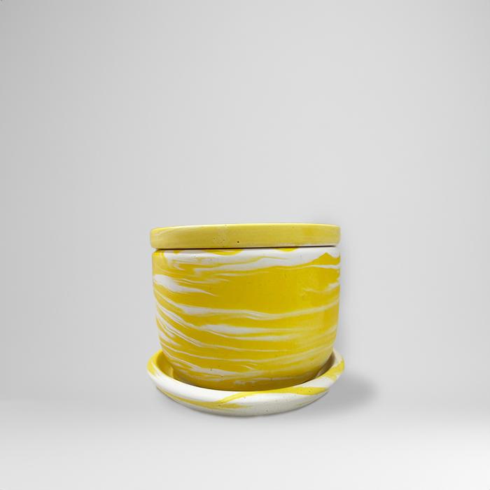 White & Yellow Swirl Jar